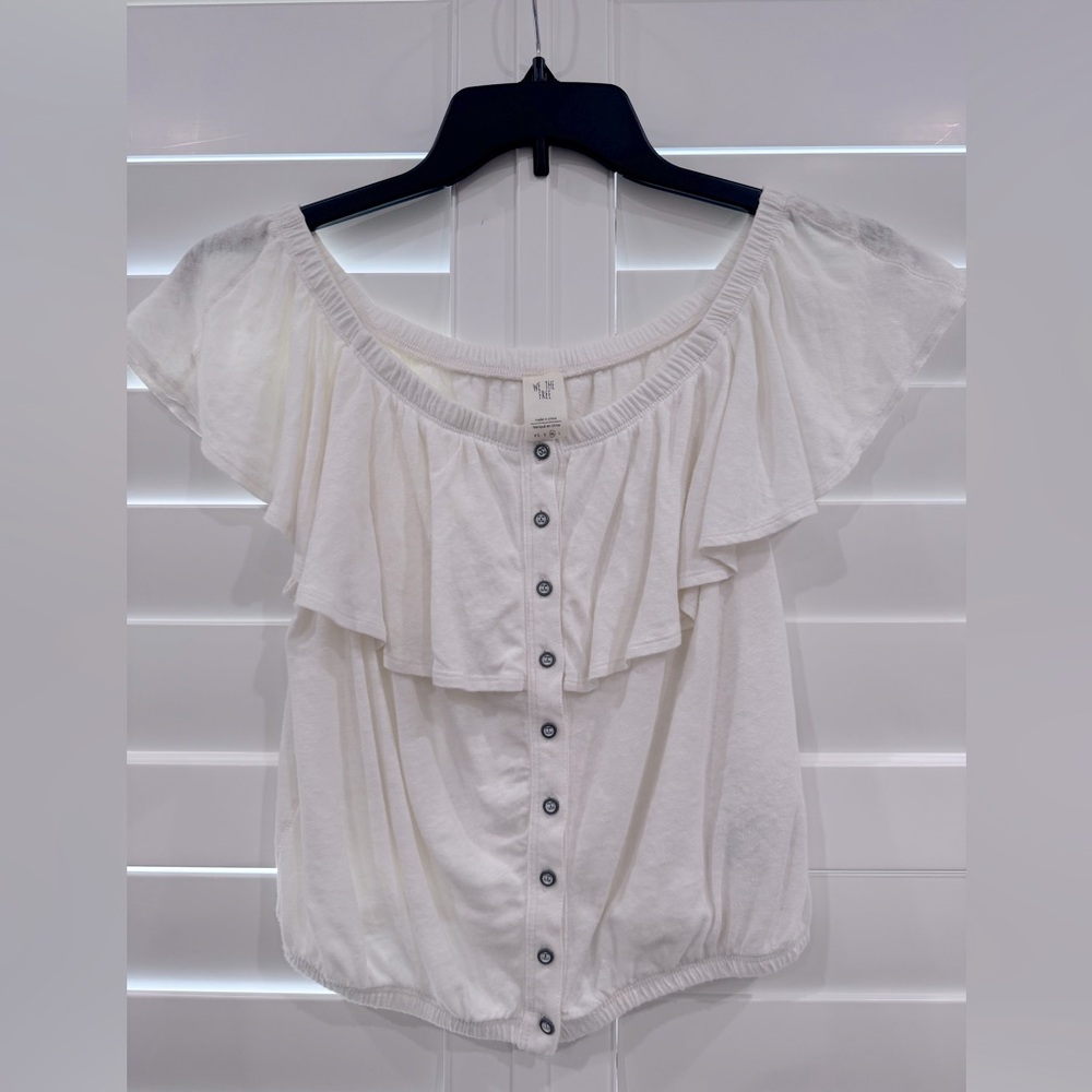 We the free off the shoulder top in white. Size medium. NWT